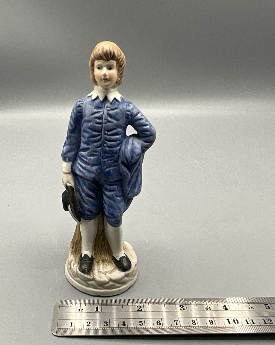Vintage Blue Boy Figurine Hairline crack in Wrist see photos