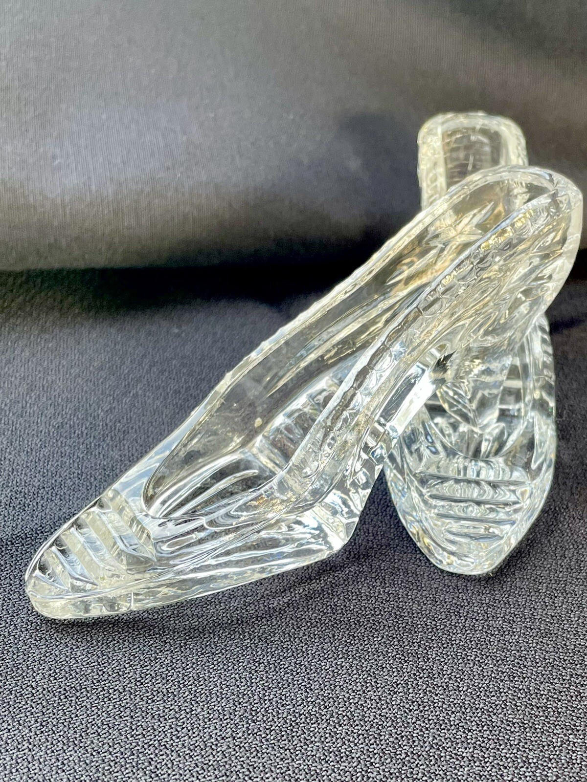 Pair Godinger cut crystal high heel glass slippers