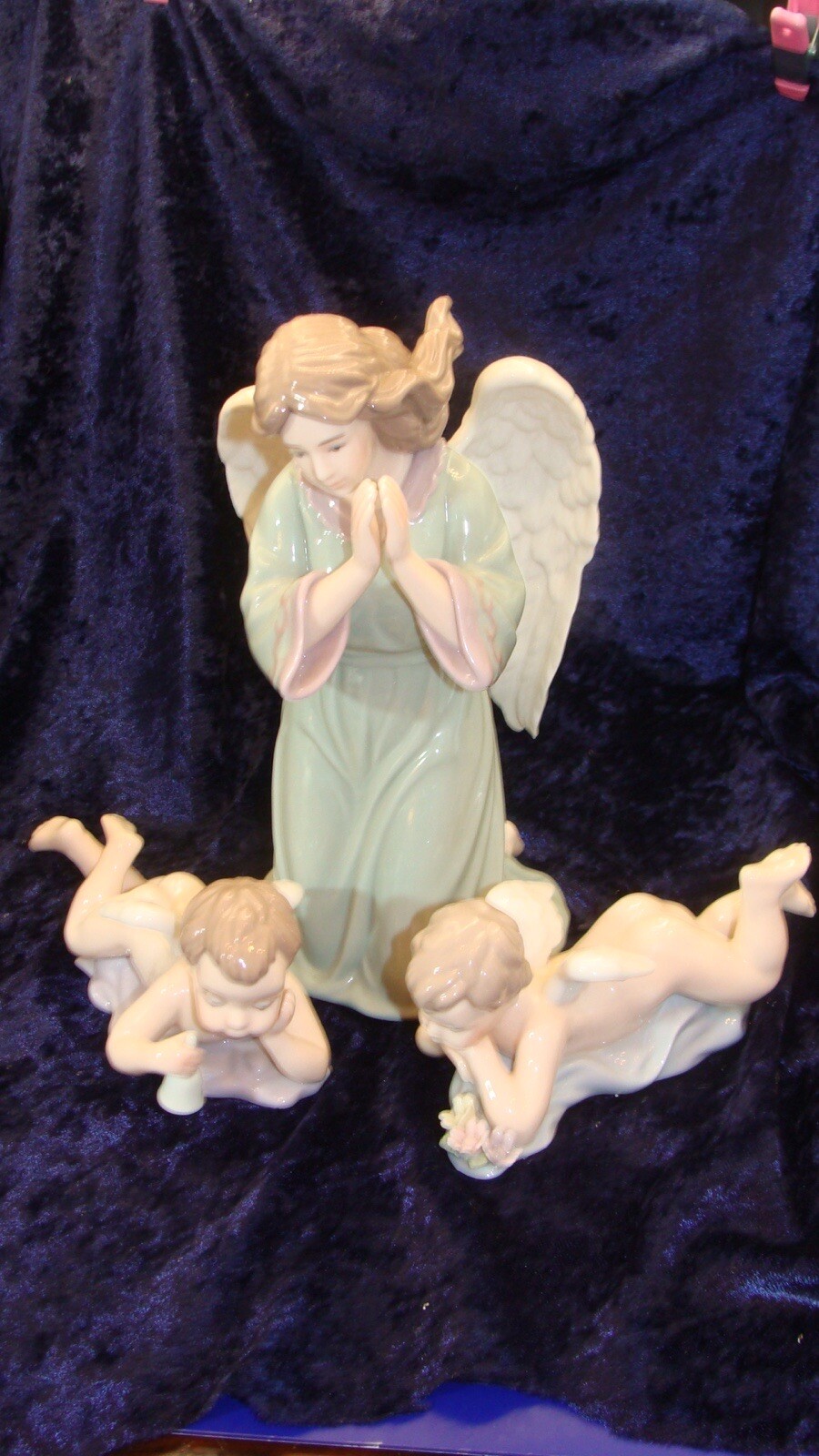 BEAUTIFUL ANGEL 8.50”x 4.75” & TWO CHERUBS 4.75”x2.75”~ HANDPAINTED~ VGC ~