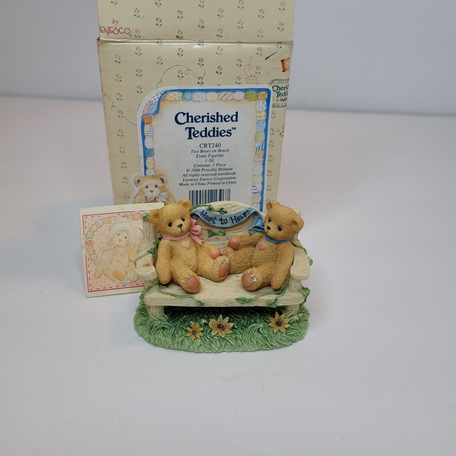 Cherished Teddies “Two Bears on a Bench Event Figurine” (#CRT240) MIB