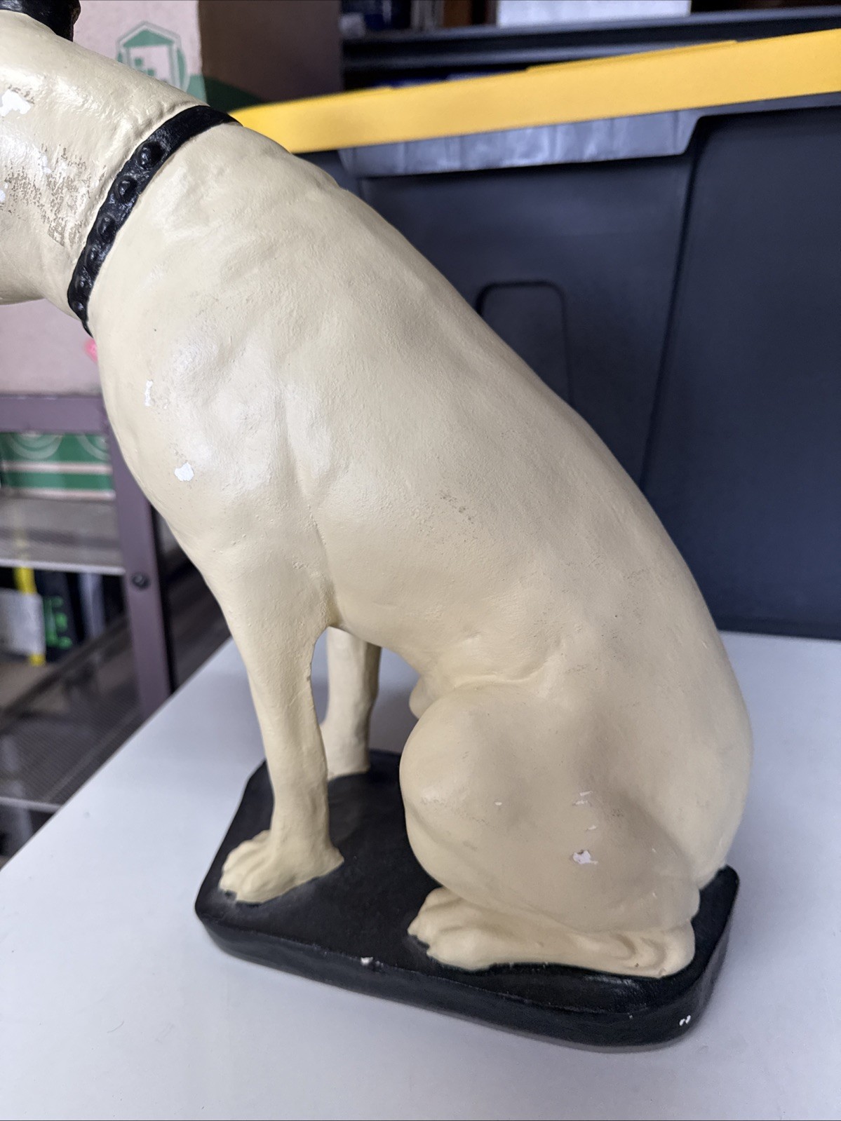 Vintage RCA Advertising Nipper Dog Chalkware Statue Jack Russell Terrier 14.5″!