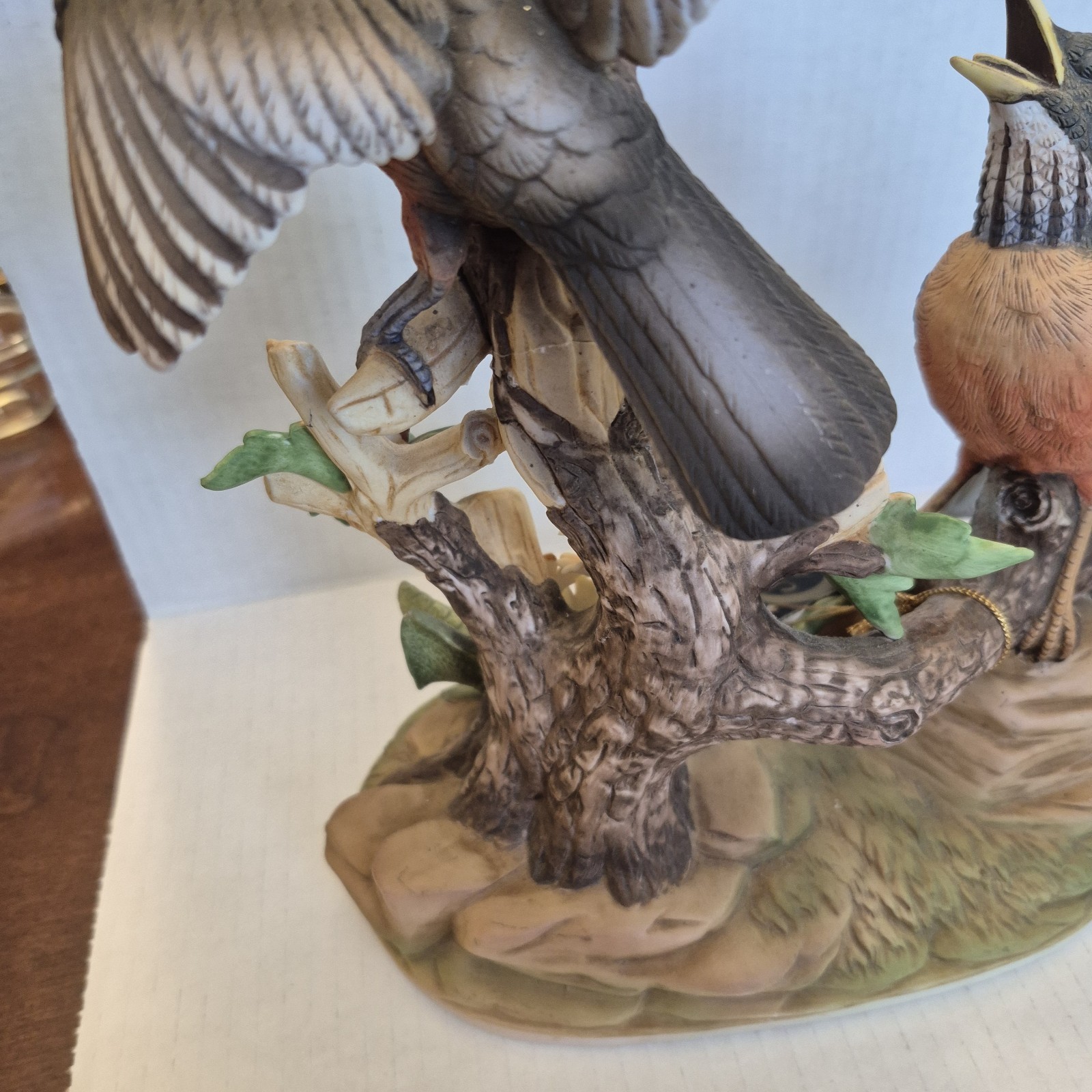 VTG Andrea By Sadek Group Of Robin Porcelain Bird Figurine Wood Base And Tag