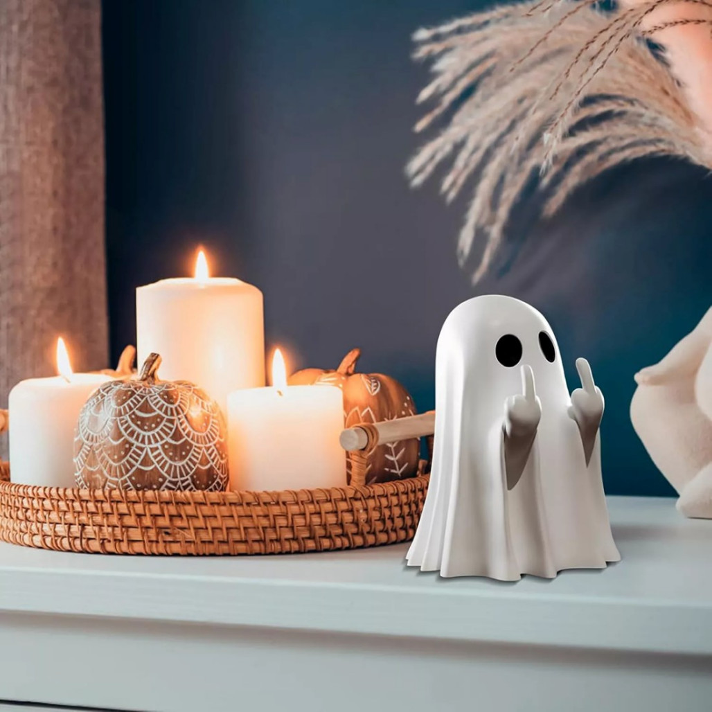 2Pack Halloween Cute Ghost Figurine Spooky Resin Statue Decoration Home Tabletop