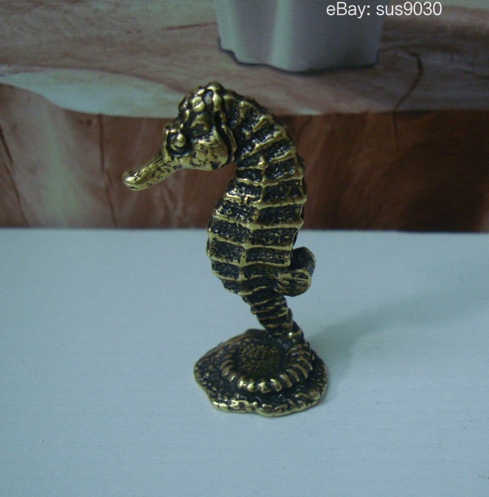 Solid Brass Seahorse Figurine Statue for Home Garden Decor