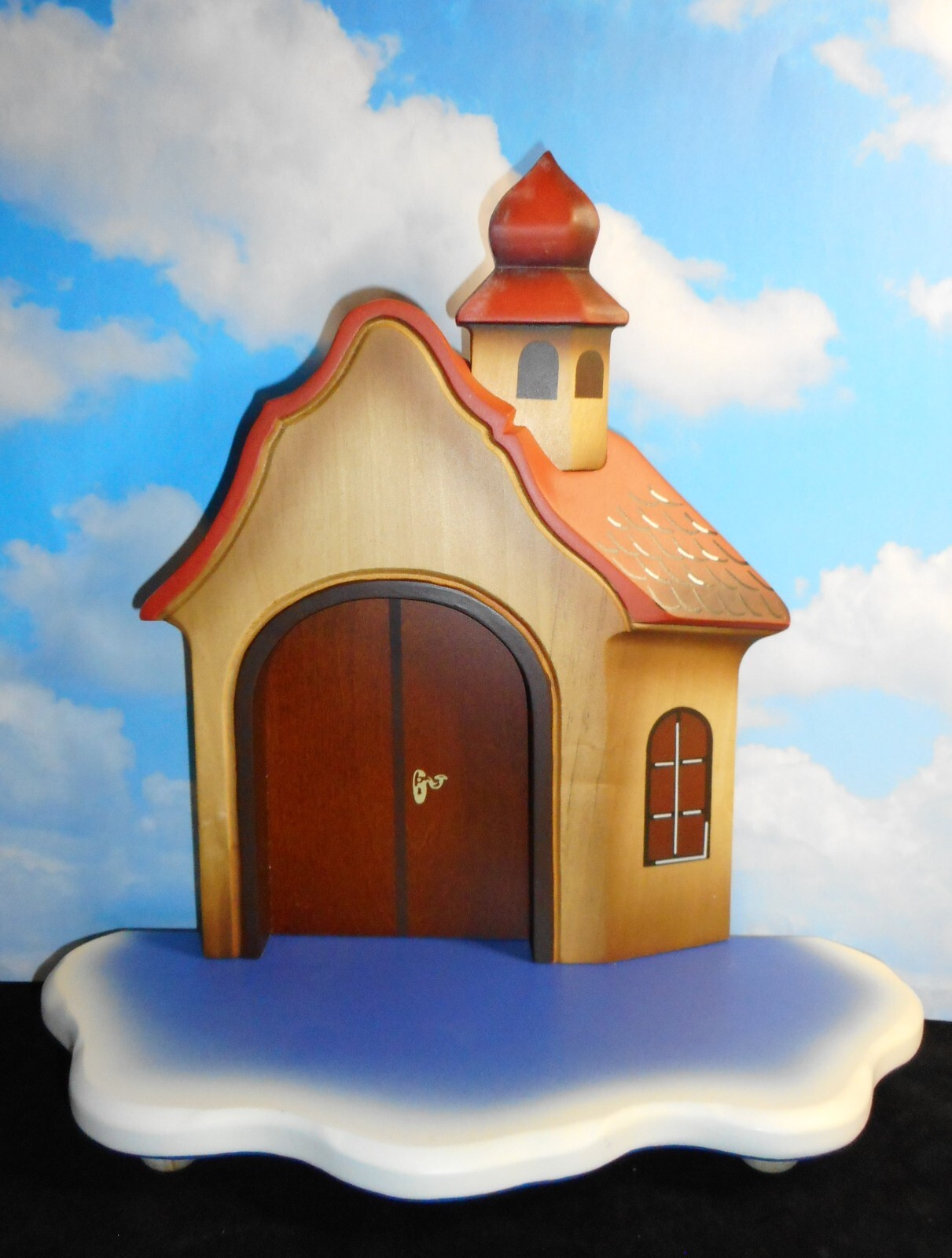 HUMMEL BAVARIAN CHURCH w/CLOUDS DISPLAY MUSICAL ANGEL SYMPHONY FIGURES 3pc MINT