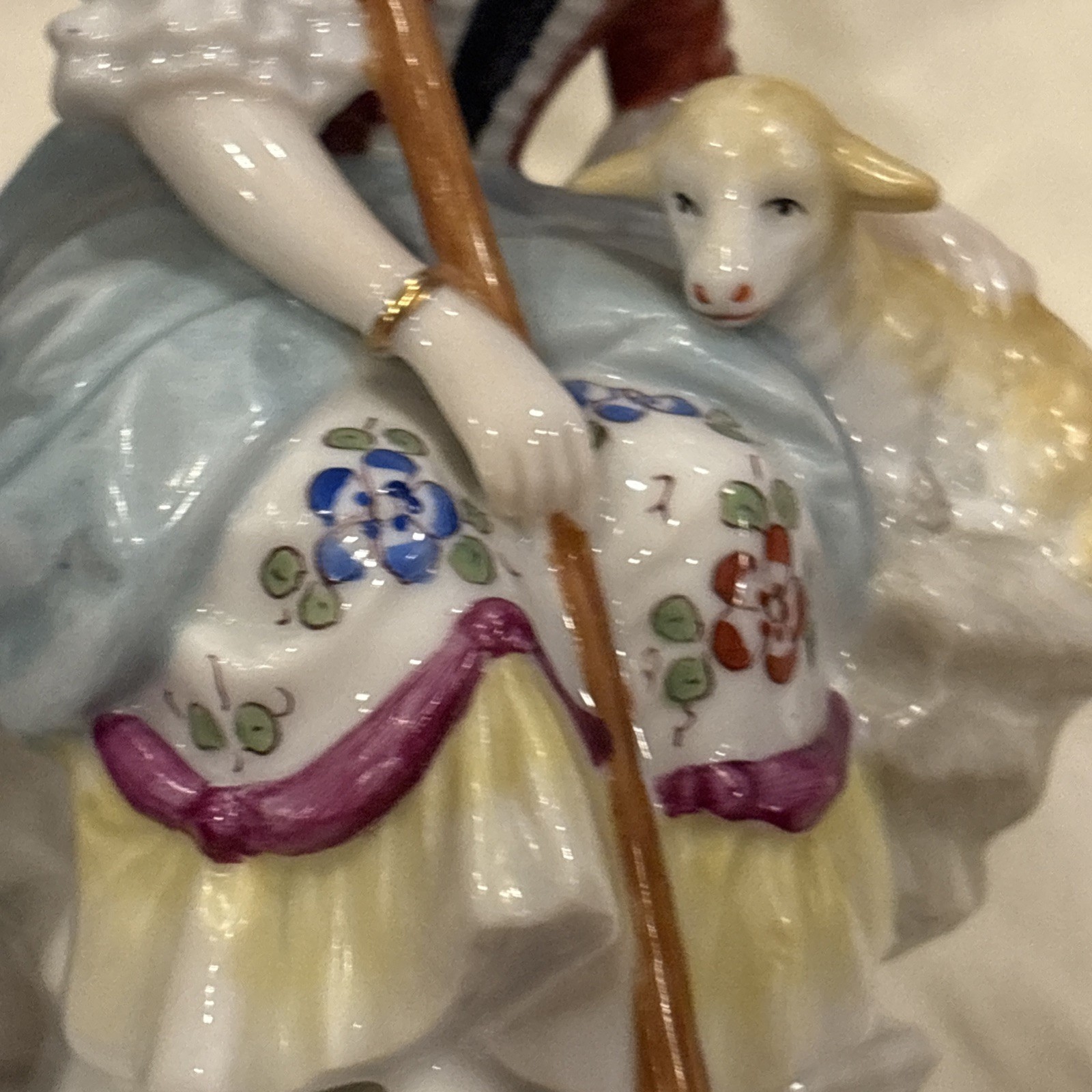 Antique Sitzendorf Porcelain Pastoral Couple Figure Figurine 7” Germany Lamb