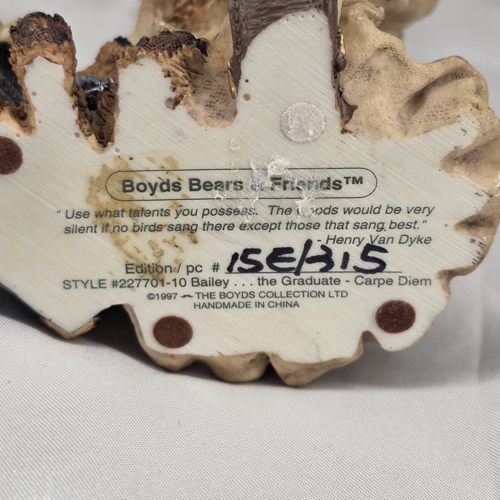 Boyds Bears Bailey the Graduate Carpe Diem #227701-10 Graduation Teddy Retired