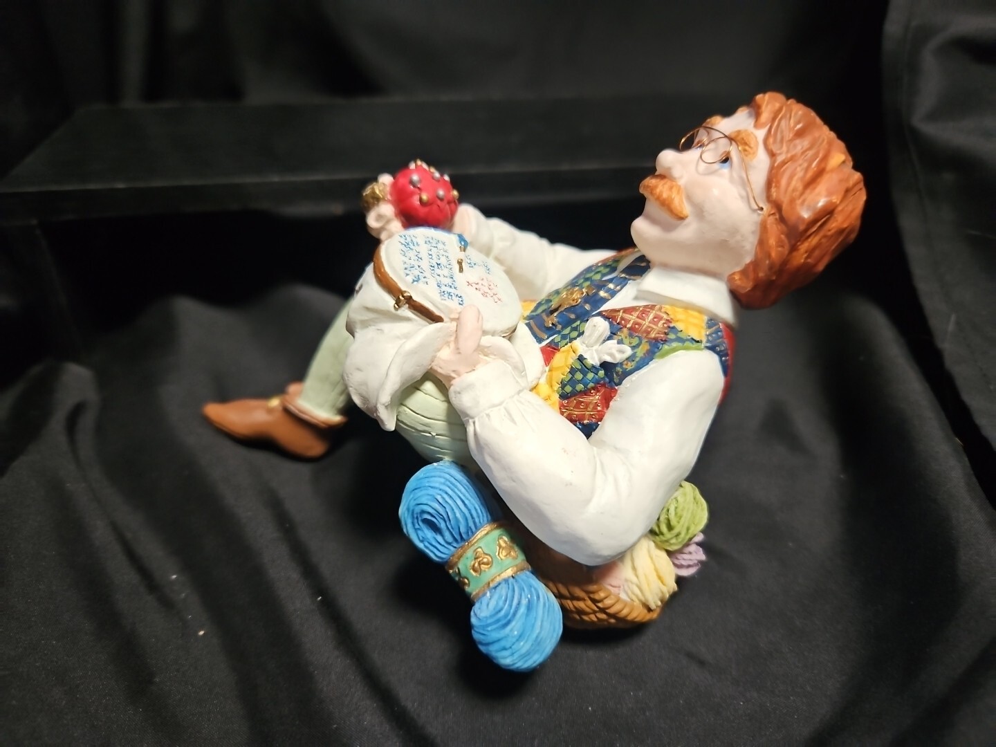 Keeper of Needlework Shelf Sitter Figurine Shenandoah Designs No Box Quilt Knit
