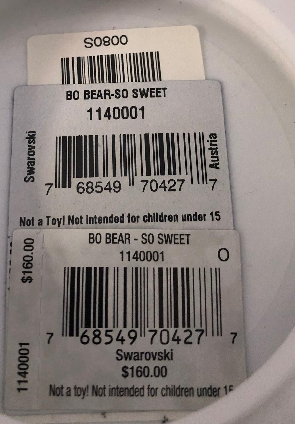 SWAROVSKI LOVLOTS BO BEAR – SO SWEET, #1140001, RETIRED, RARE, MINT IN BOX