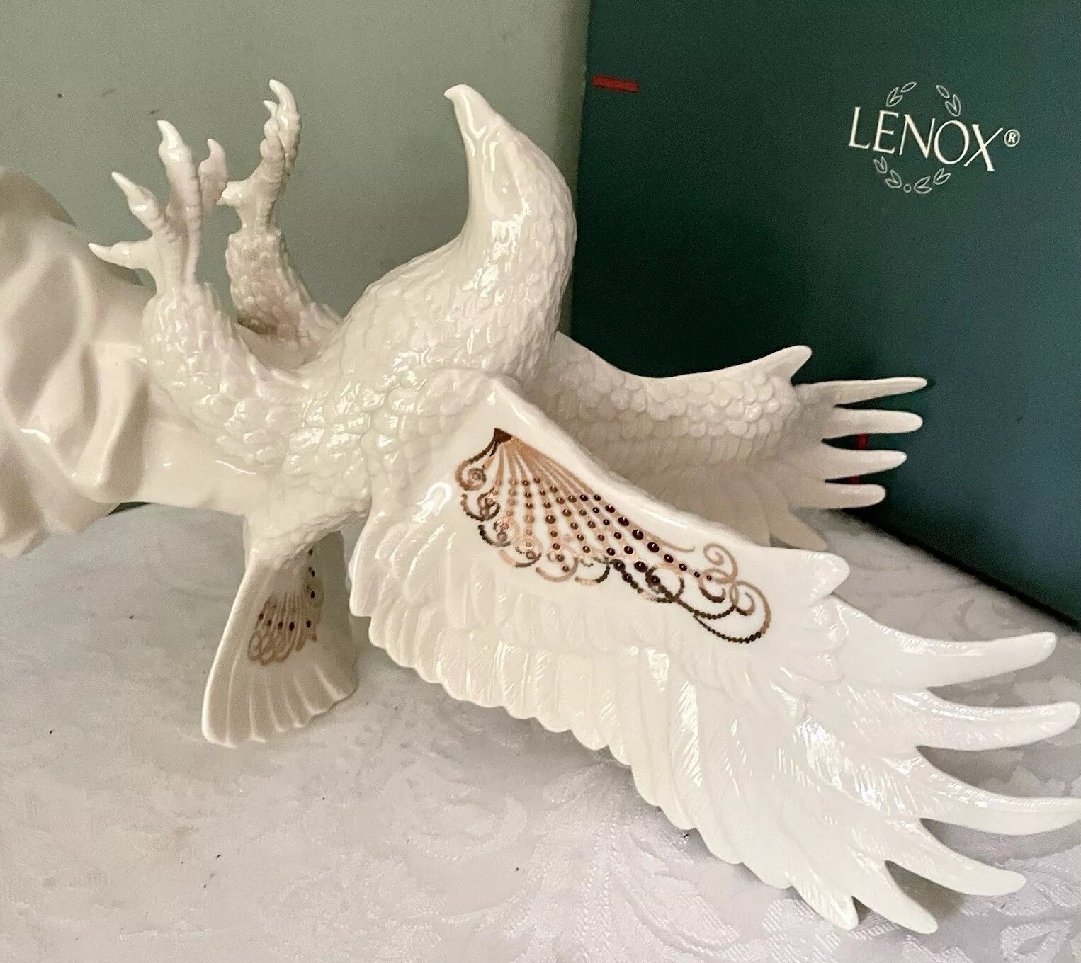 Lenox China Jewels Collection Statement Eagle Lg Porcelain Ivory Gold New In Box