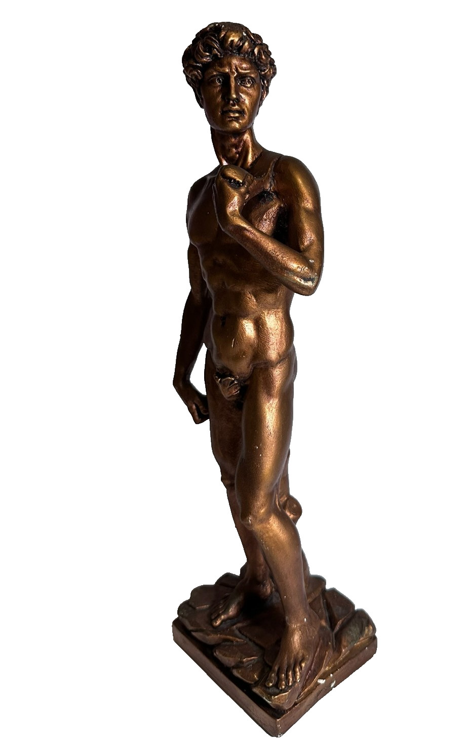 VTG A Santini Italy David Statue 16″ Bronze Tone Michelangelo Sculpture Figure