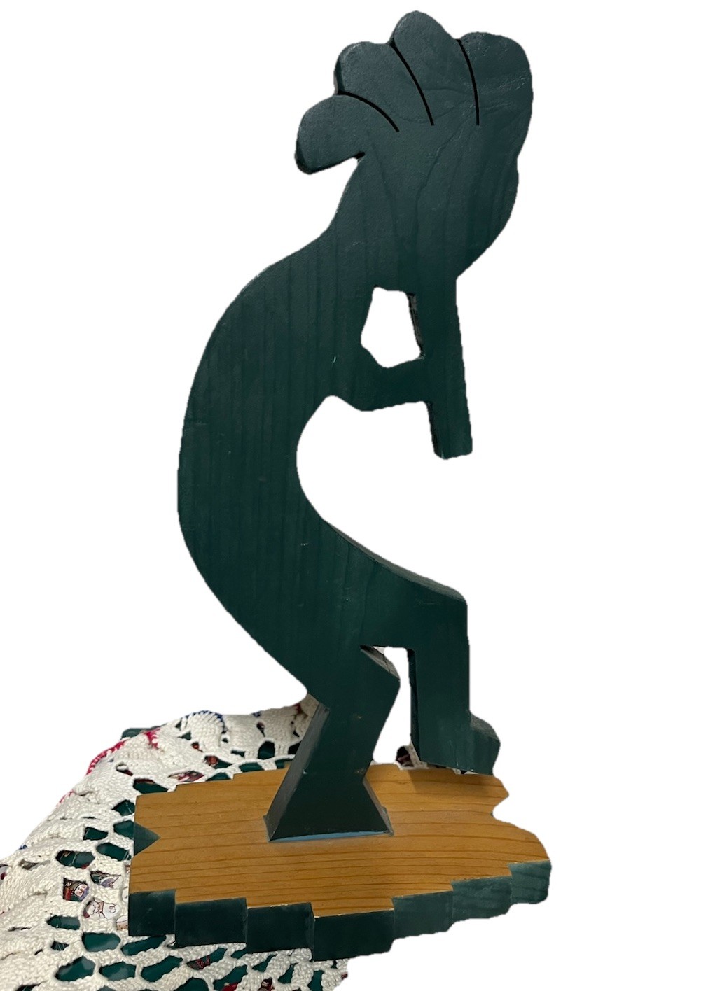 Vintage Hand Carved Painted Wooden Kokopelli Figurine Signed 13” Coyote Moon