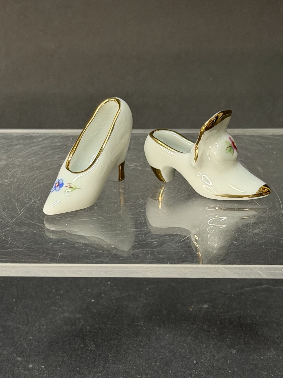 Set Of 2 Limoges Castel France Porcelain Miniature Figures Shoes High Heels