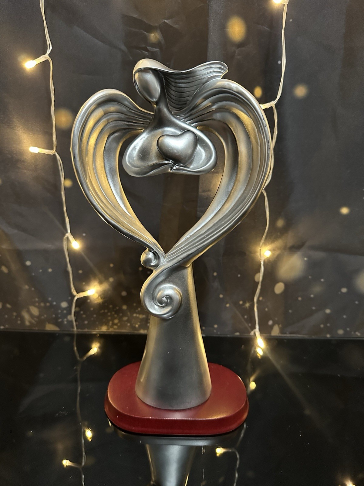 ANGEL Heart Sculpture Chromeworks Home Decor Figurine 12” Tall Vintage
