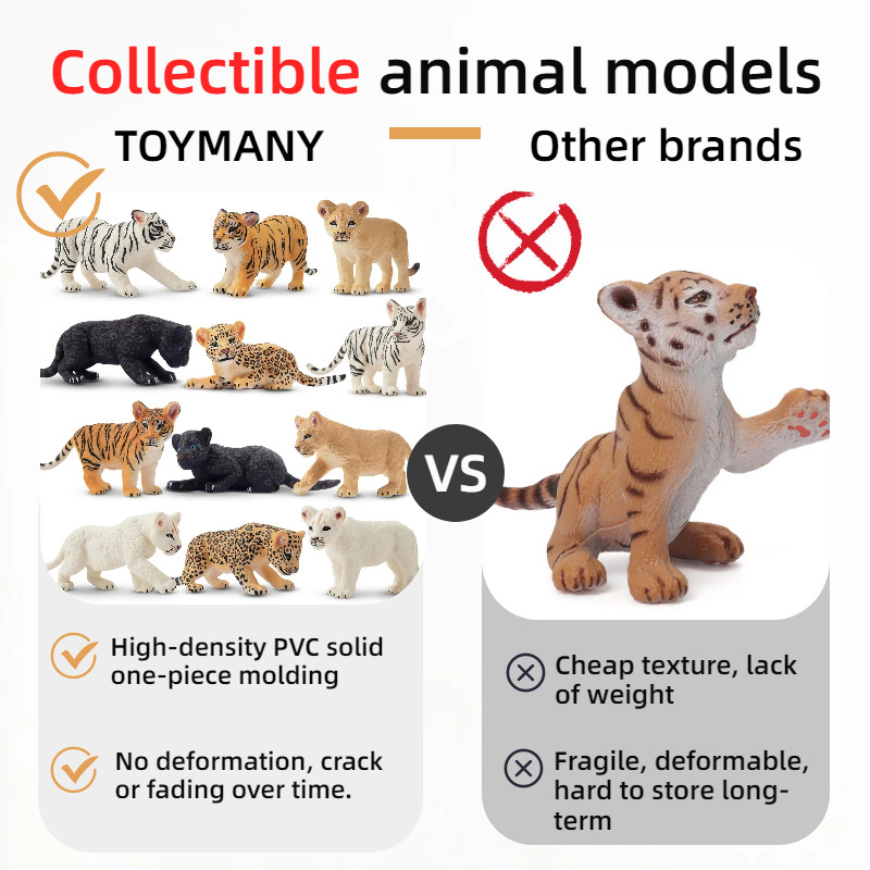 Toymany A Lot of Felidae Cubs Animal Figurine Realistic Collectible Toy Set