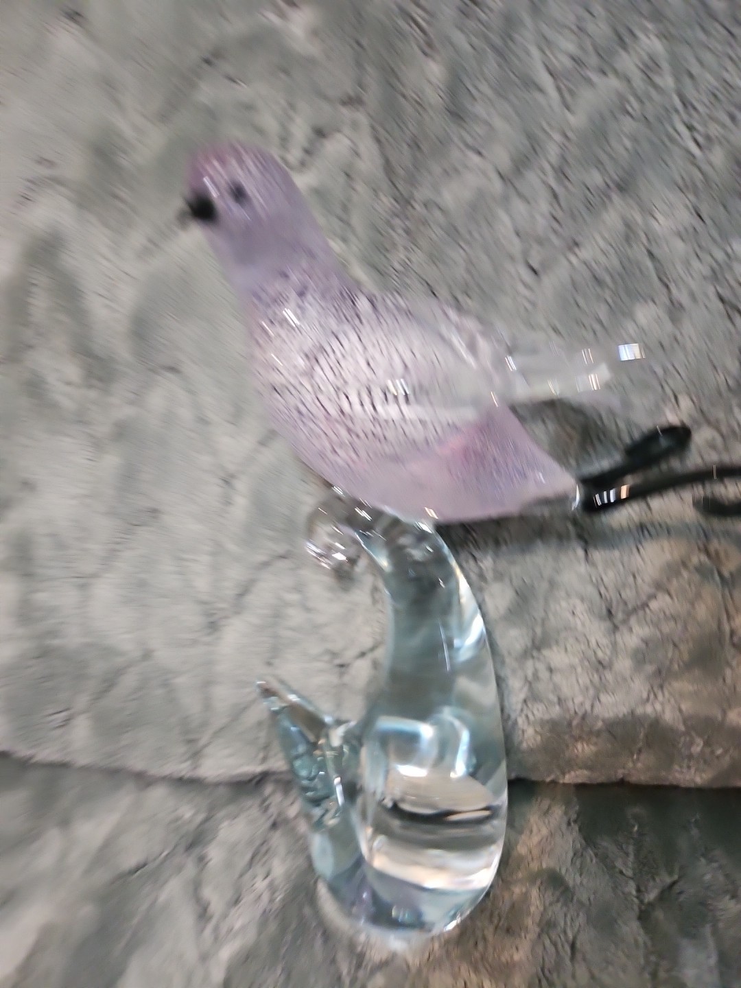 Vintage Hand-blown Formia Vetri di Murano Glass Bird Lavender Silver Coloration