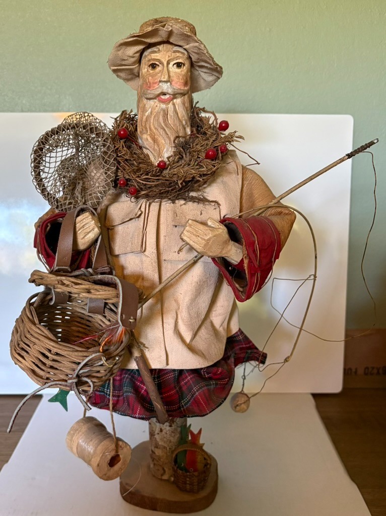 Folk Art Paper Mache’ Folk Art Figurine Fisherman from Philippines