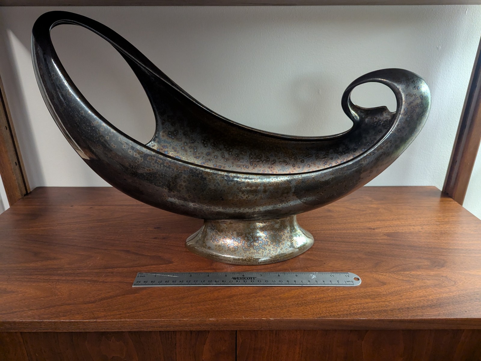 Vintage Global Views Decorative Ceramic Gun Metal Glaze Made In Portugal