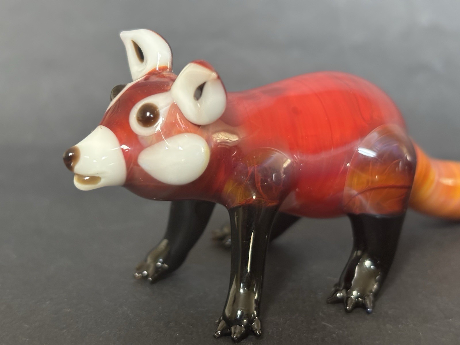 Suellen Fowler Two Glass Red Panda Figurines