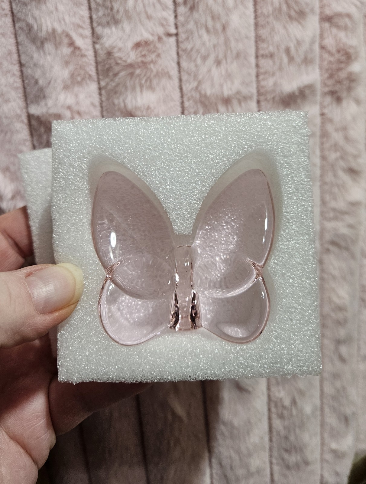 NIB Pink Glass Crystal Butterfly