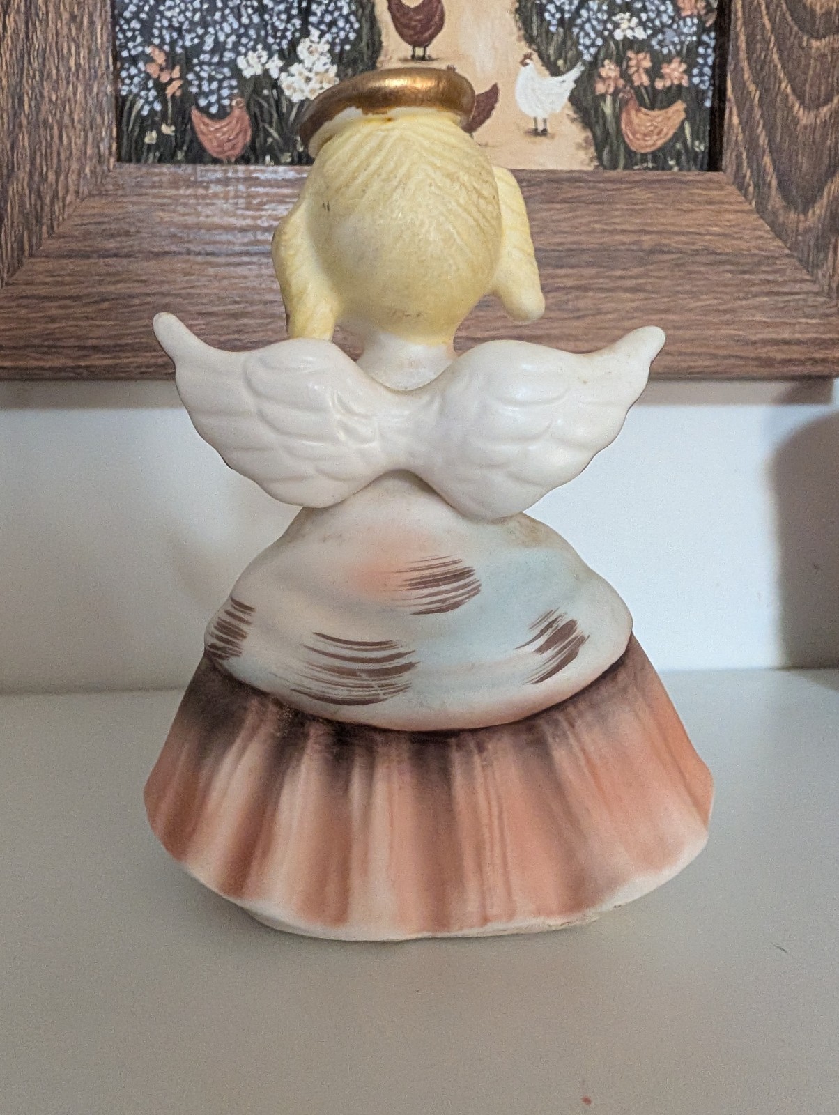 Vintage Inarco February Valentine Angel with Double Heart Figurine 4″
