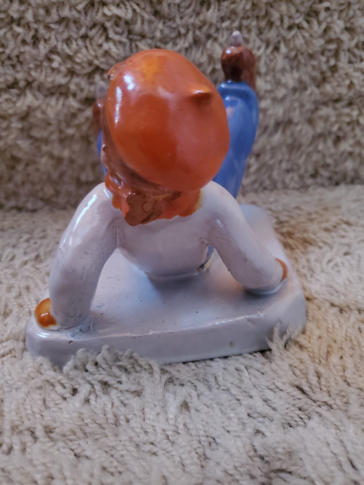 Moterice 1959 Slovenian Red Pottery Ice Skater Figurine *READ*