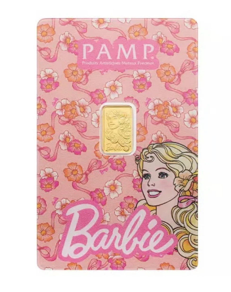 PAMP Suisse Iconic Barbie 1 Gram 1g Gold Bar In Assay Card with Sleeve Mint 5000