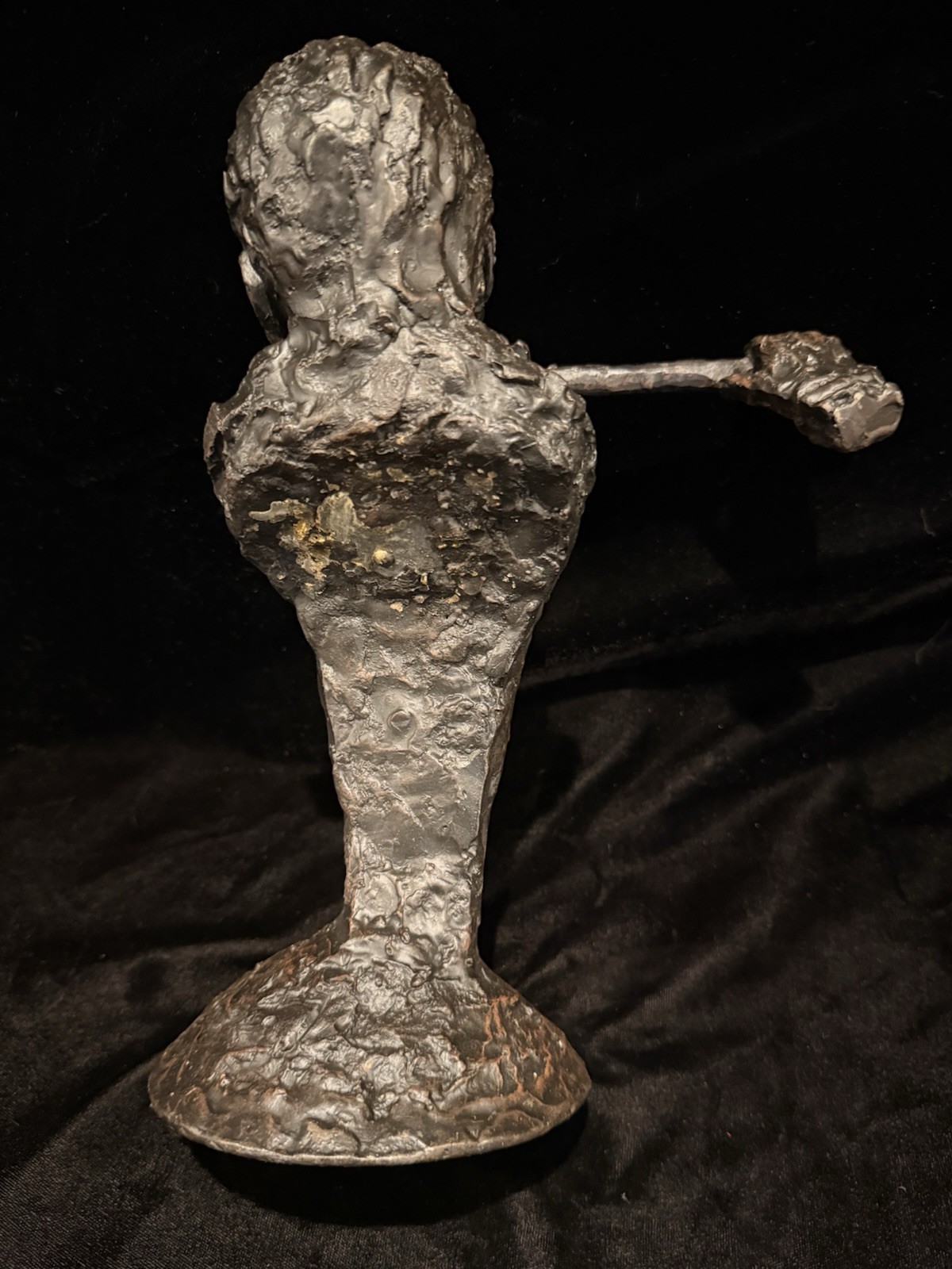 Vintage Modernist Flute Player Bust Sculpture Bronze Tone Metal Statue 10” Art