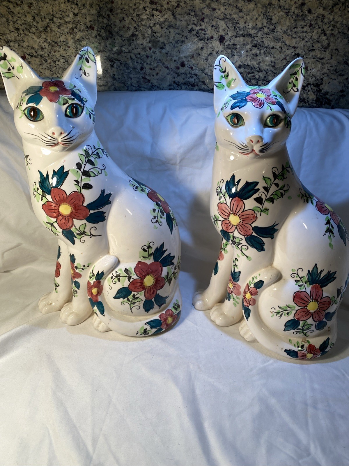 Vintage Ucagco Ceramics Japan Cats Figure 2-14” Special Pieces Rare READ