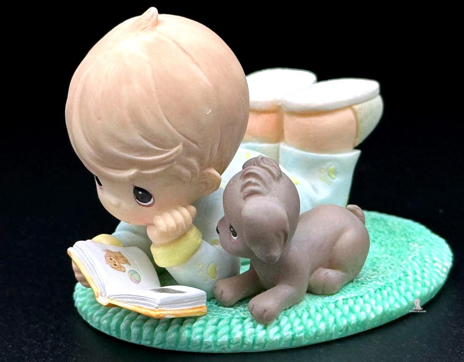 Precious Moments “Overflowing With Love For You” Boy Reading Puppy Figurine +COA