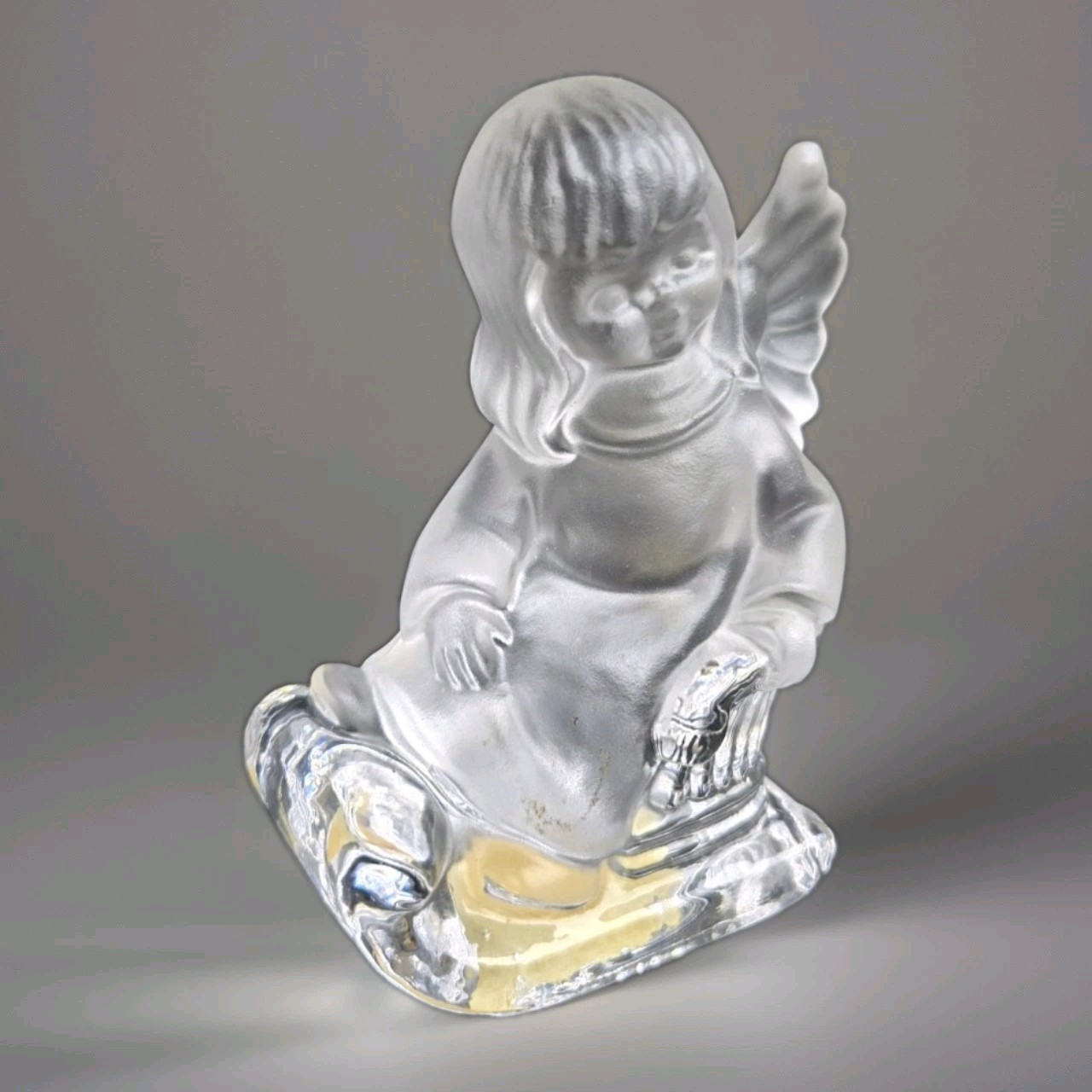 1981 Goebel Clear Frosted Glass Angel Figurines Western Germany Set Of 3