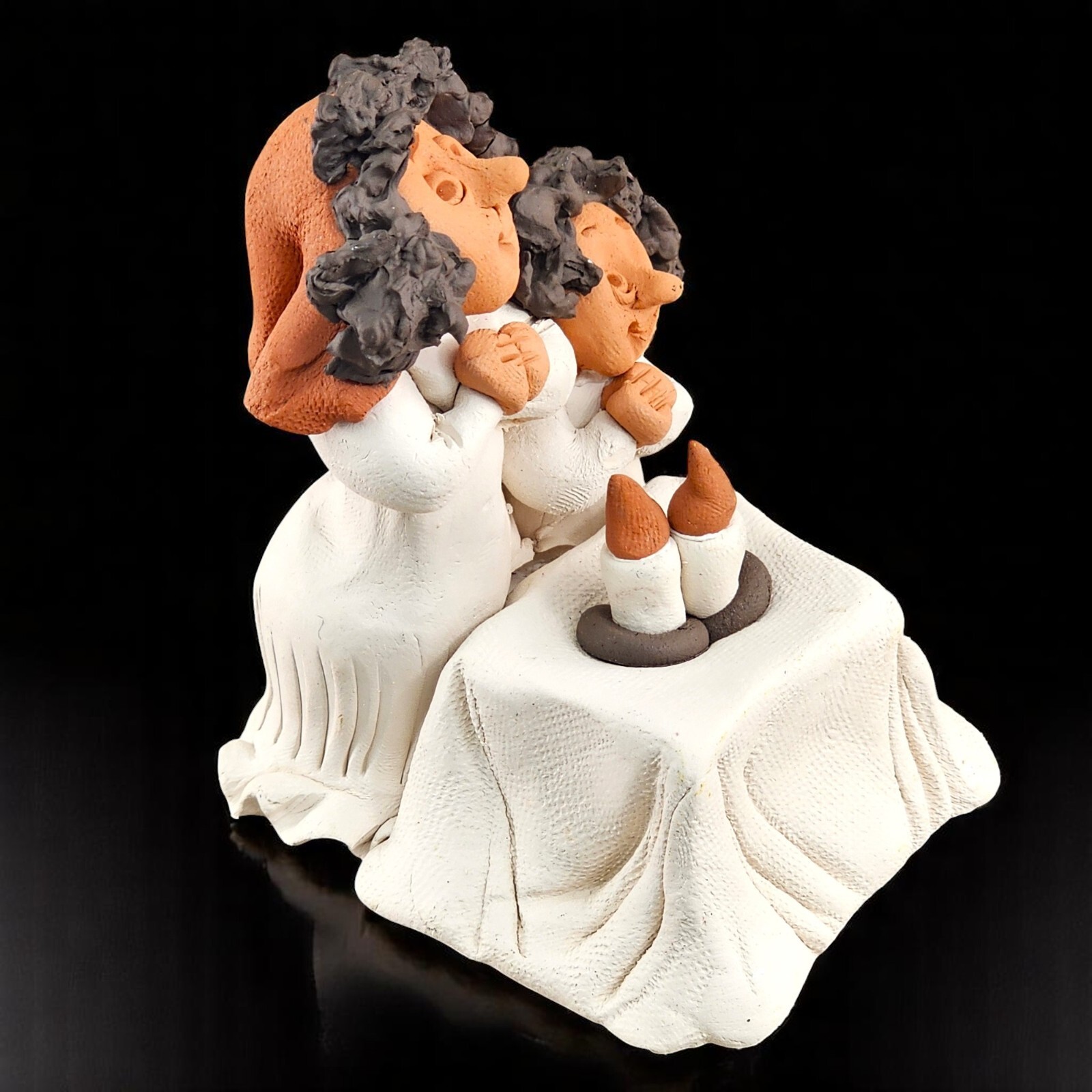VTG Jewish Mother Child Praying Figure Woman Daughter Clay Artist Denis Filtser