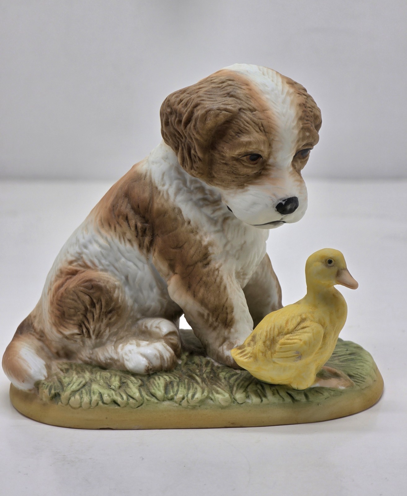 Vintage Homco Figurine Puppy with Baby Duck #1413