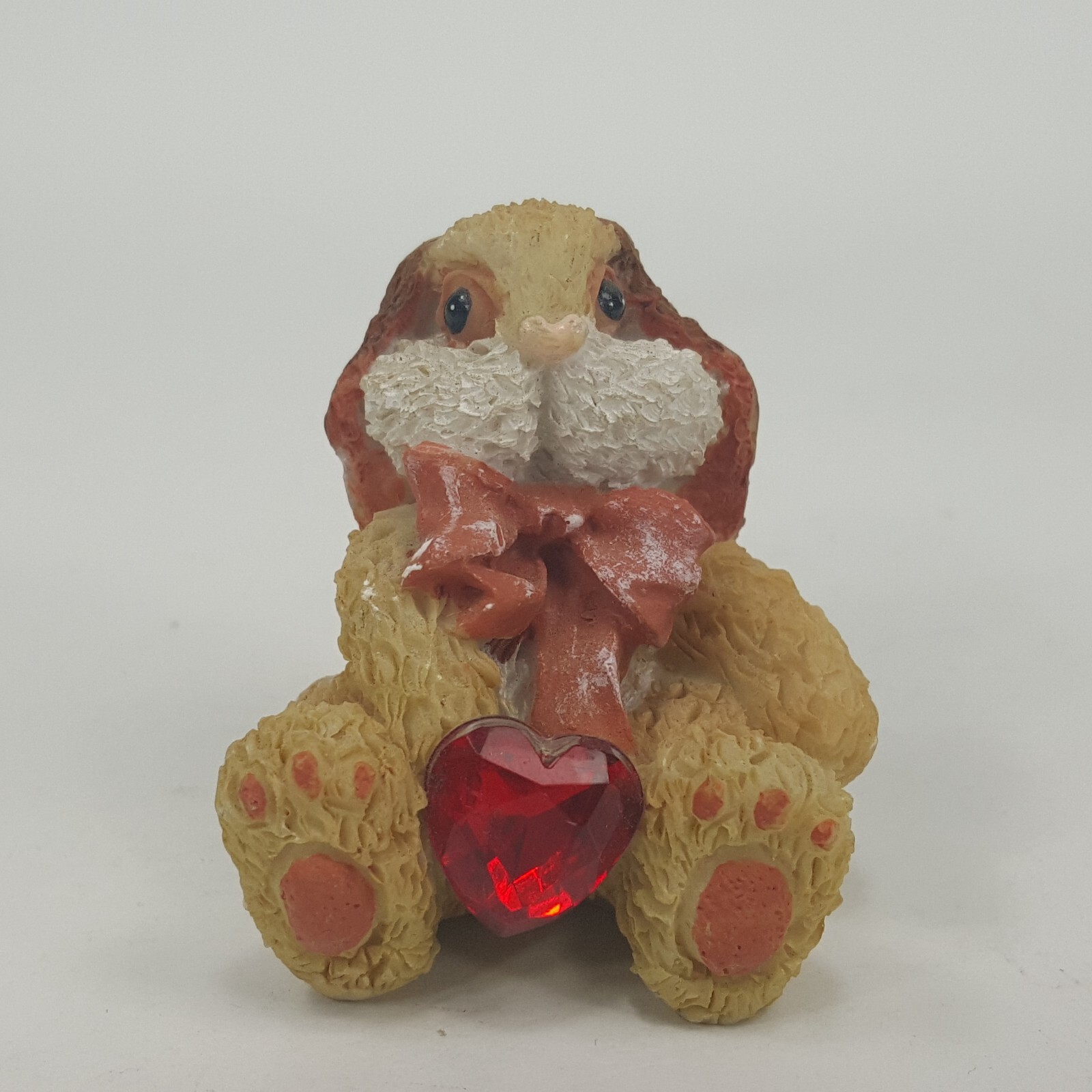 Bunny Rabbit Figurine with Red Jeweled Heart and bow tie. almost 2″ tall WKHK6