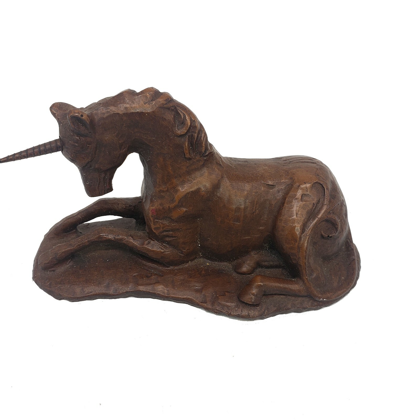 Vintage Unicorn Figurine Carved Resin Brown By Red Mill Mfg. Company