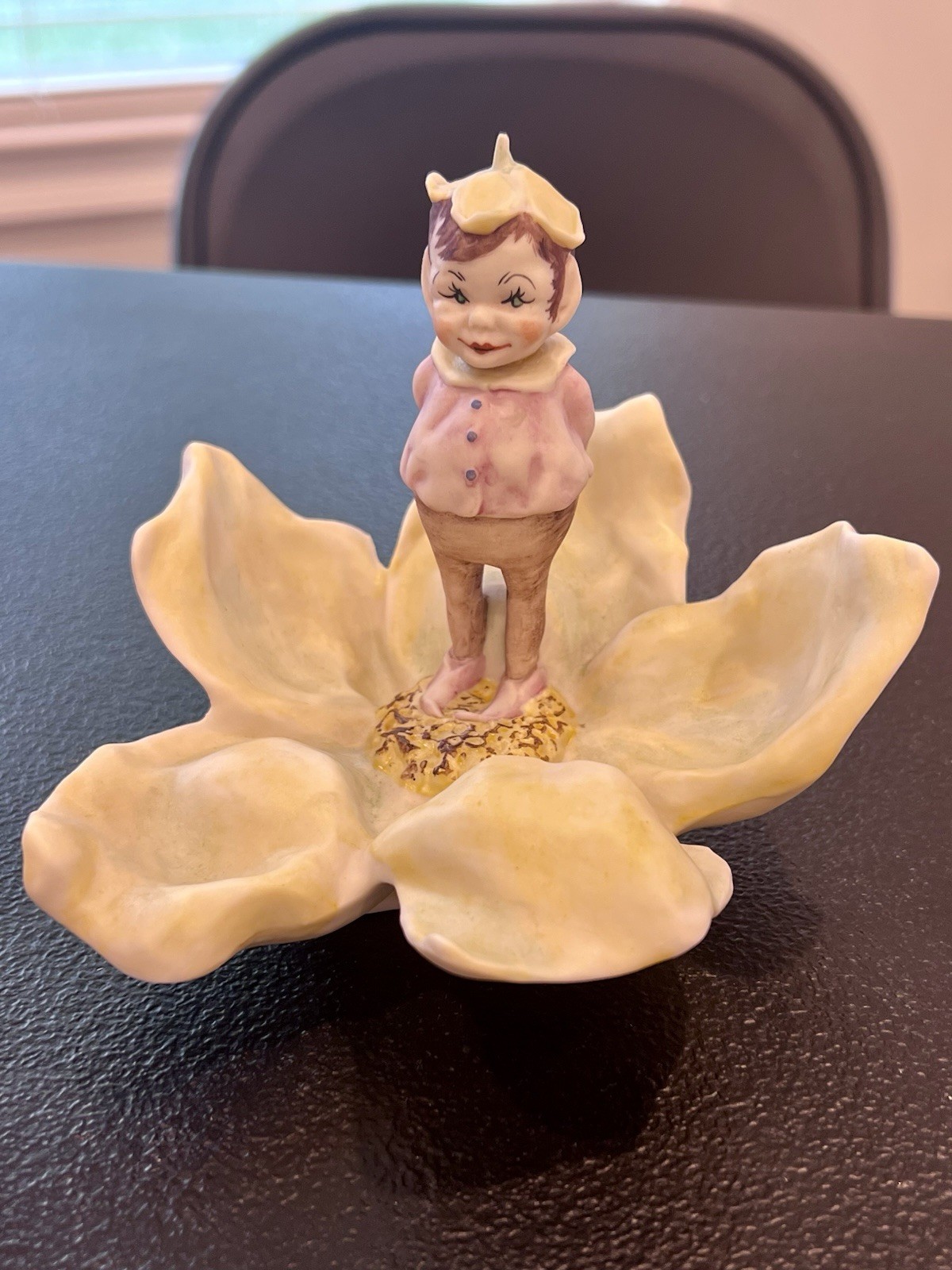 Rare Vintage Royal Crest China Pixie Elf Flower Figurine Wanda Baldwin 1940s