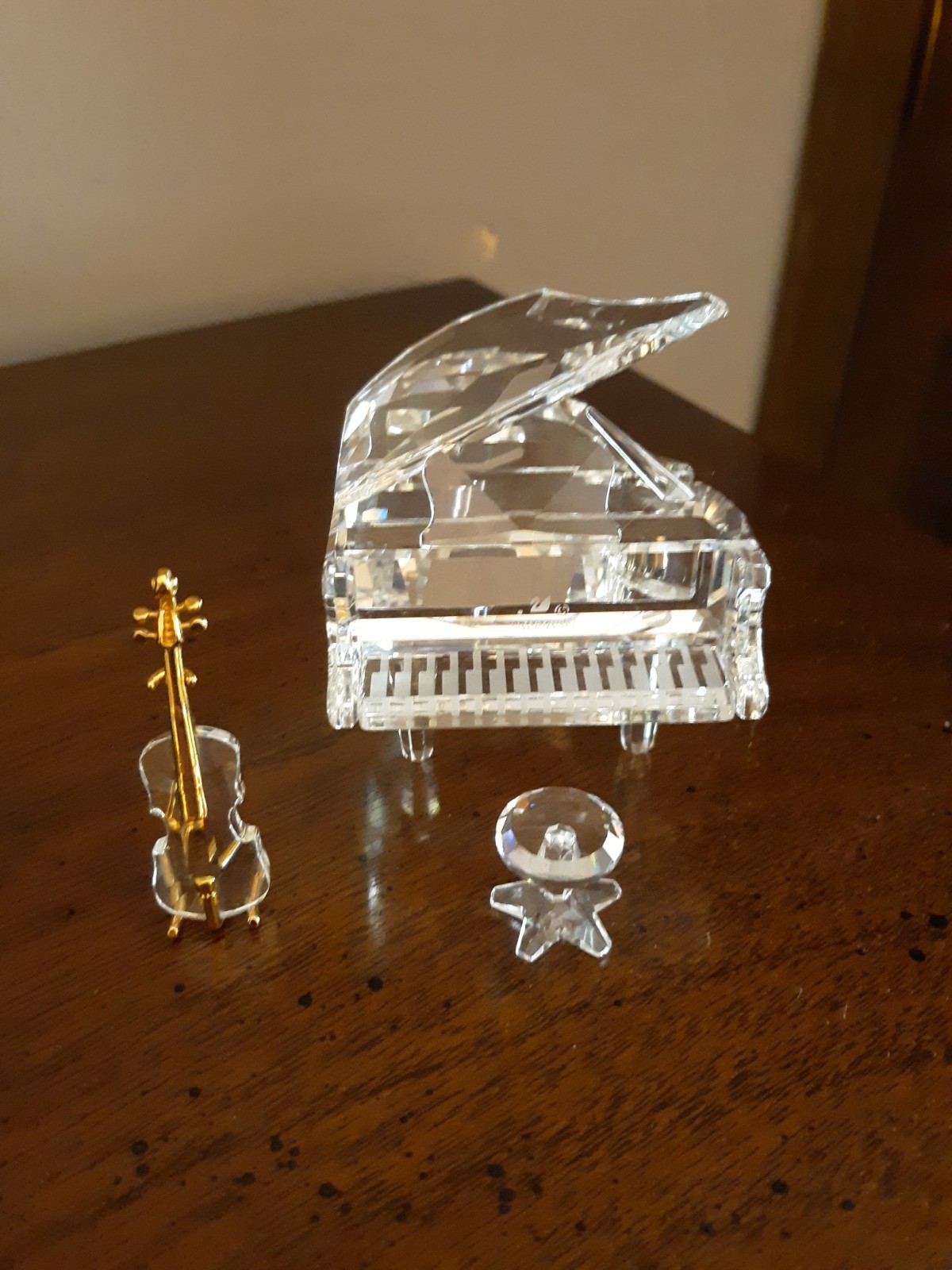 Vintage Swarovski Crystal – Grand Piano with Stool & Cello W Stand