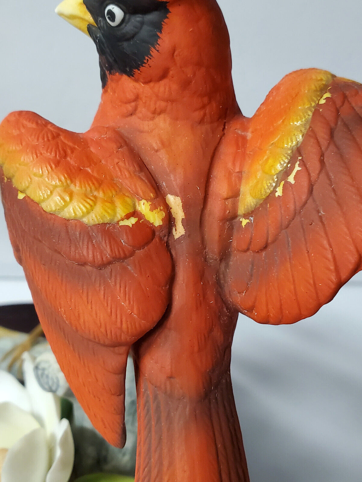 Andrea by Sadek Cardinal Bird Porcelain With Wood Base Japan 6229