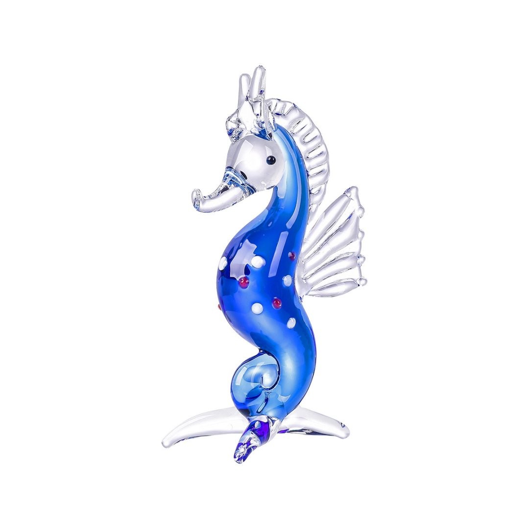 Crystal Seahorse Figurine Collectible Handmade Glass Sea Animal Ornament Gift
