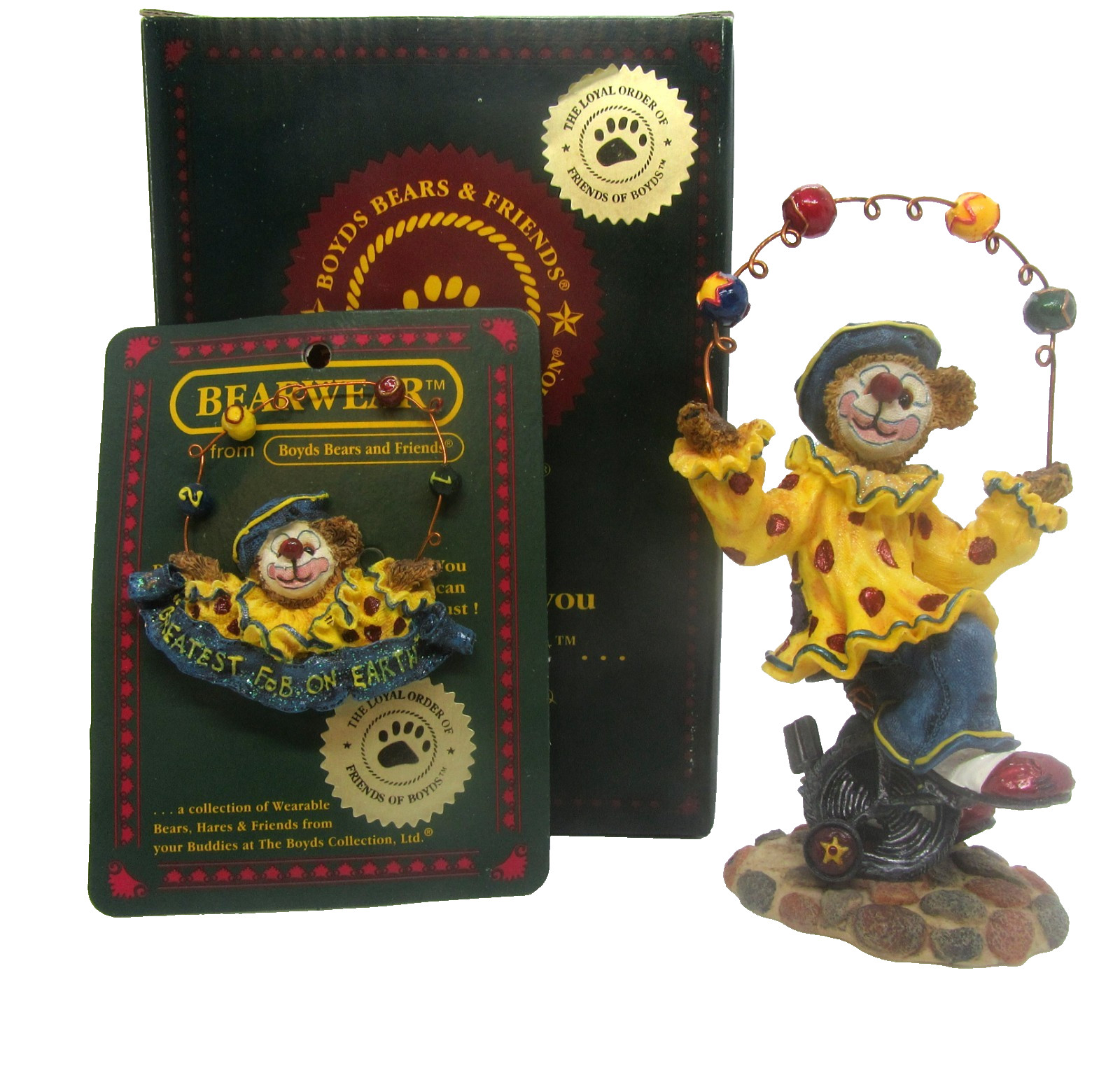 Boyds’ Bear Gizmoe Life’s A Juggle Figurine and Clown Pin Dated 2001-Boxed