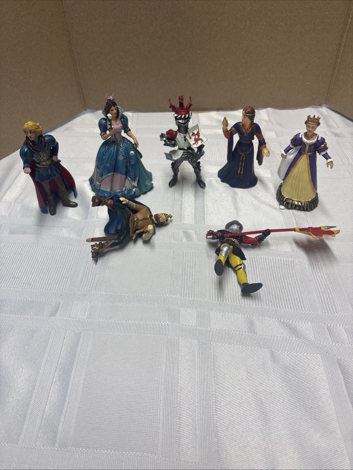 2002 Papo Medieval Figurines Lot Of 7 4” Hand Painted Figures No Accessories