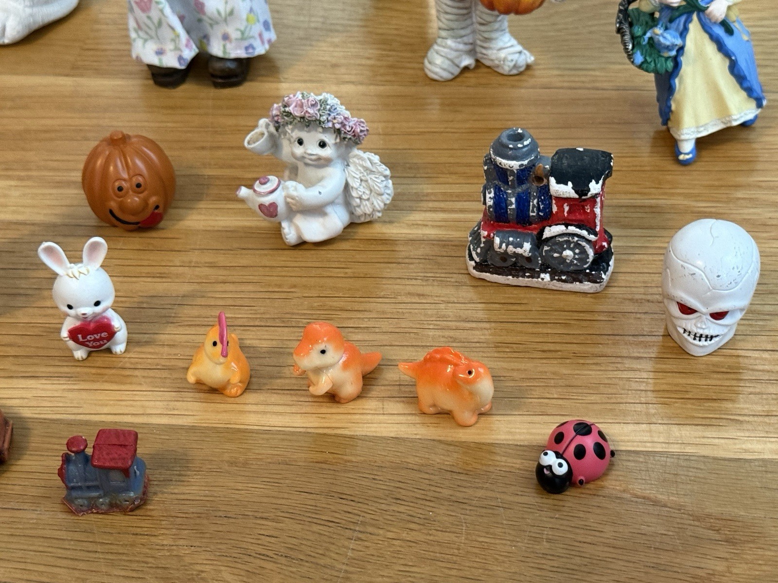 MINIATURE FIGURINES LOT Mini Figurine Lot Animals Fox Rabbit Ladybug Train Mixed