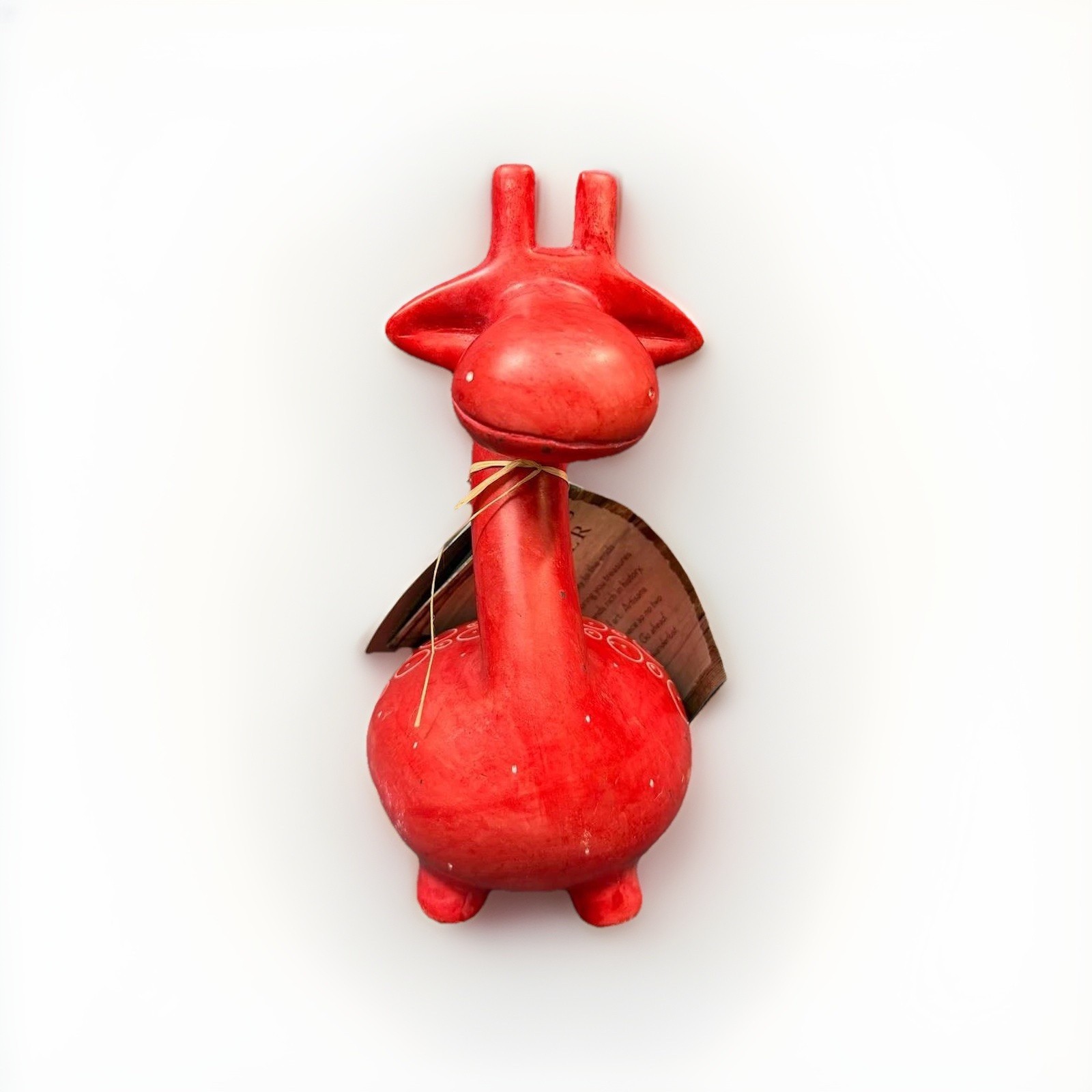 Afrikiko Kenya Soapstone Giraffe Sculpture Red Hand Carved Stone 2.58 lb