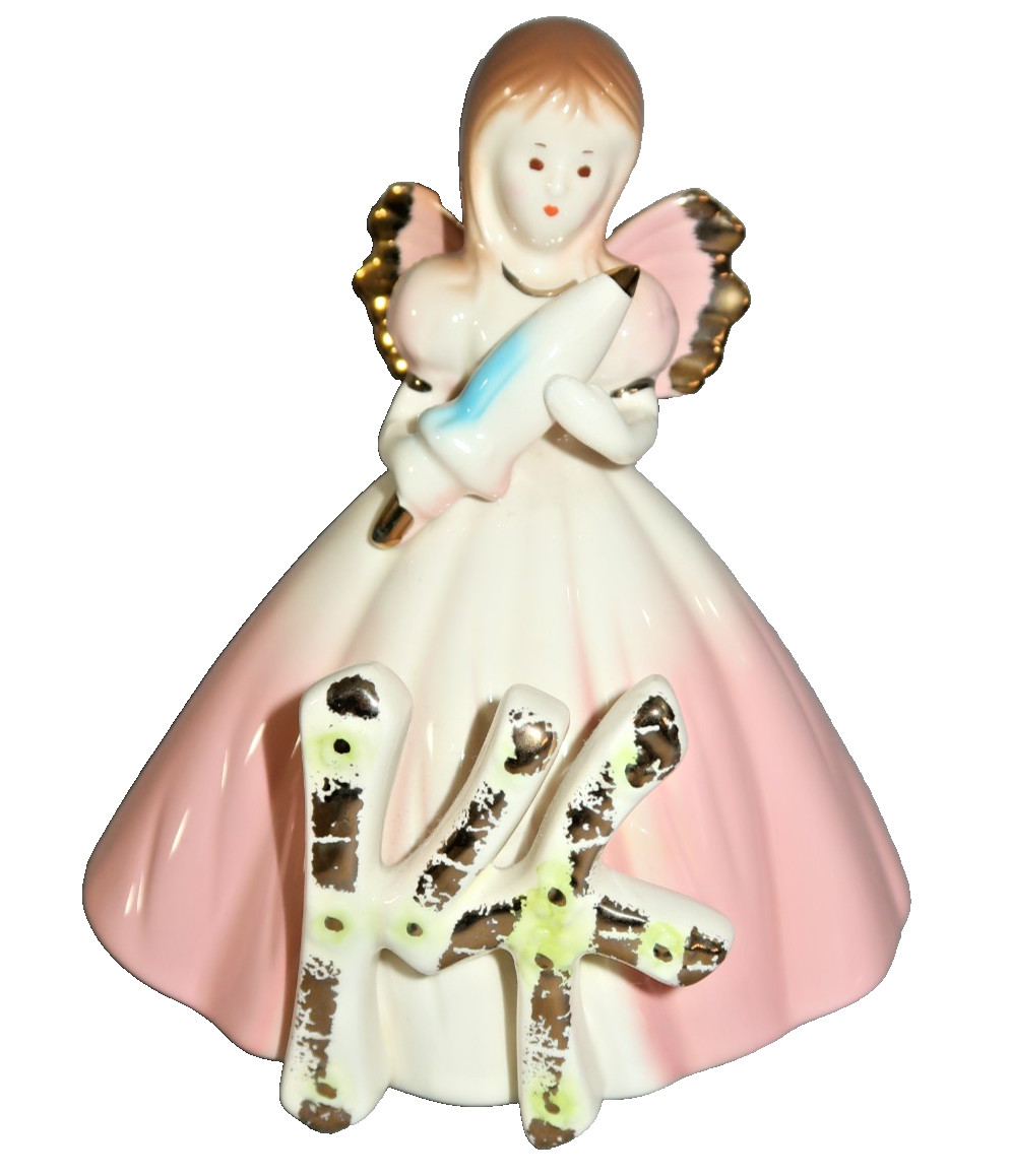 VTG JOSEF ORIGINAL Birthday Girl Angel Age 14 Figure Pink Gold Grow Up Girls MCM
