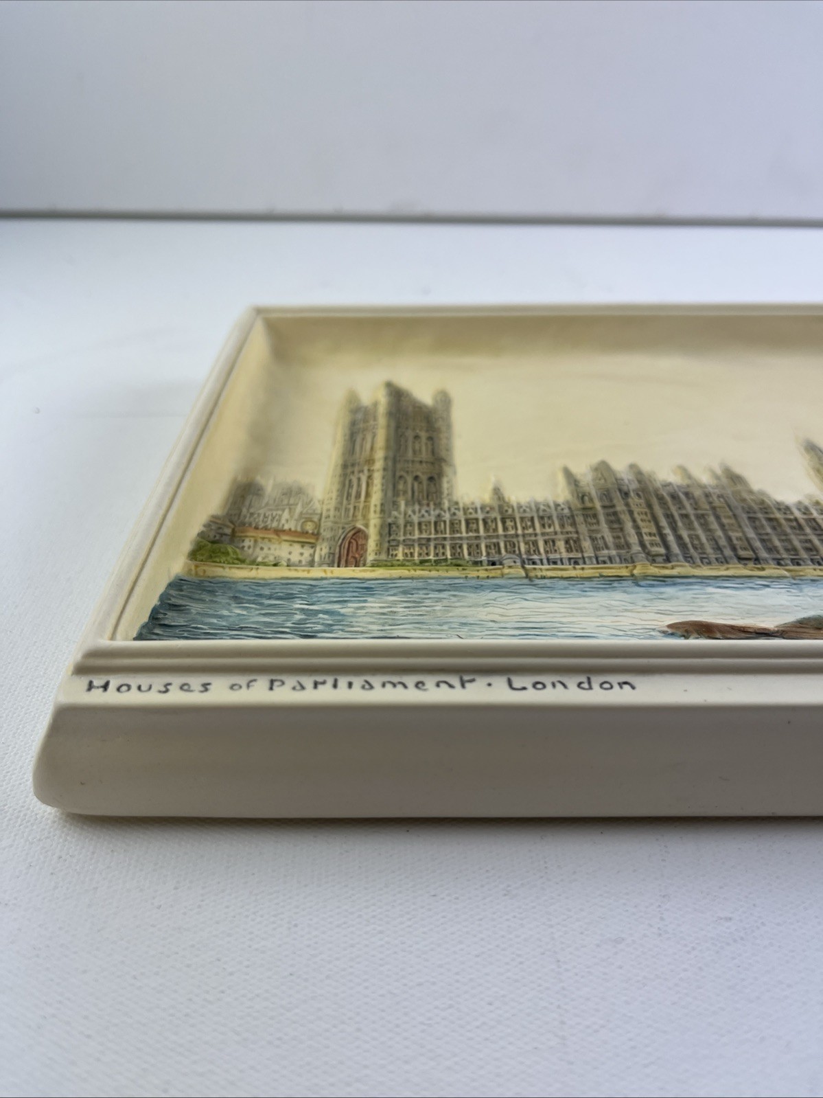 Bossons Ivorex wall plaque Houses Of Parliament, 3d, Hand Painted  (Rare)