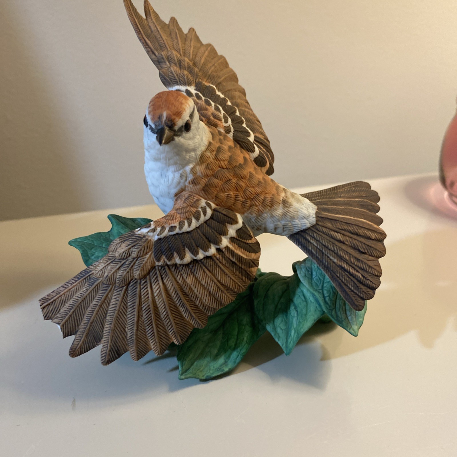 Lenox Garden Bird Figurine *damaged Chipping Sparrow 1990 Taiwan In Flight