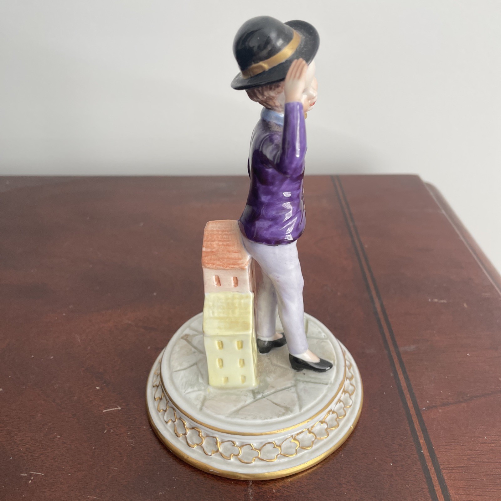 Vintage Capodimonte 6” Porcelain Young Boy Street Performer Figurine Italy