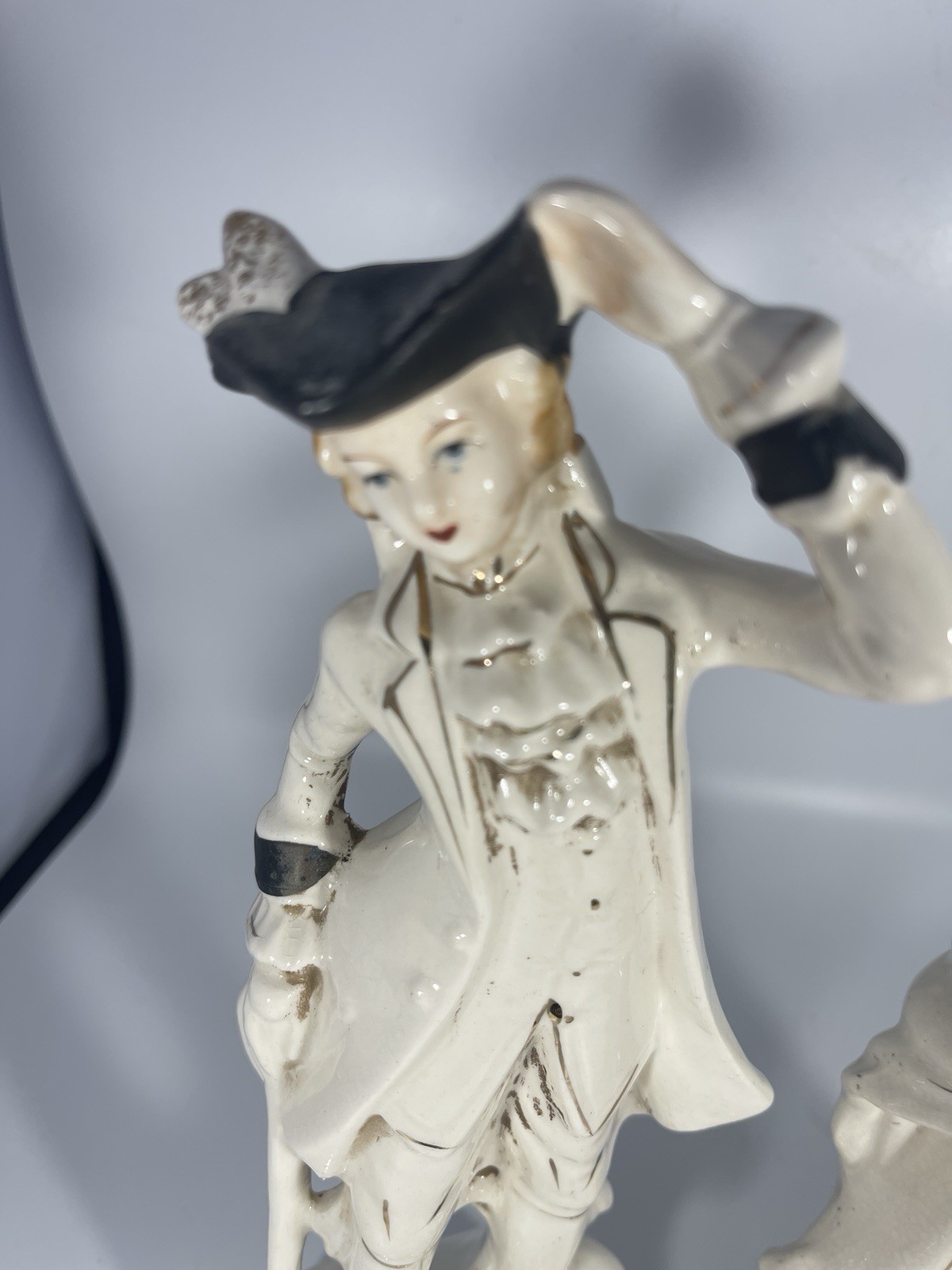 Vintage Colonial Man & Lady Figurines 8.5in Painted Ceramic Japan