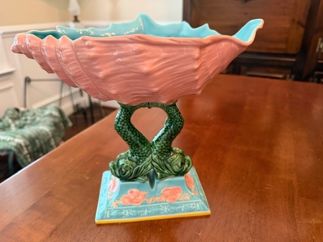 Chelsea House Vintage Italian Ceramic Dolphin Fish Sea Shell Compote Centerpiece