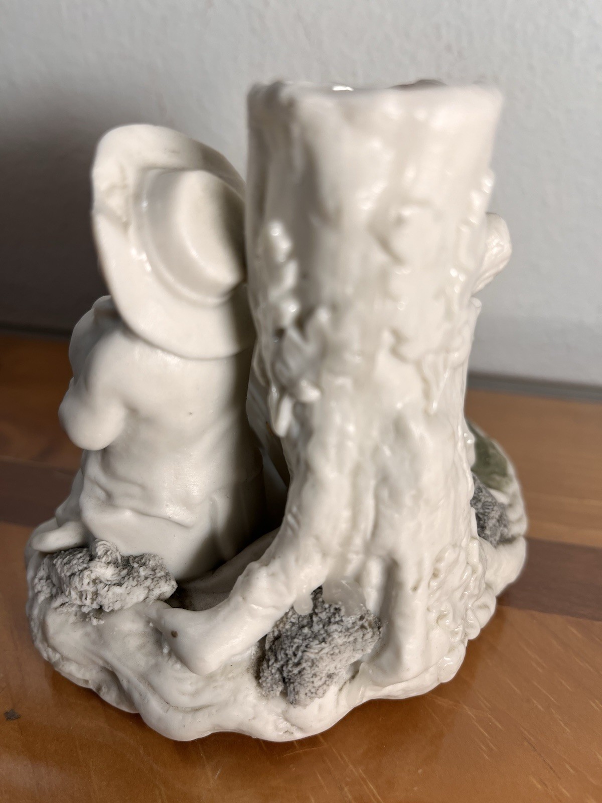 Vintage Heubach style Porcelain Boy w Puppy Vase & Candle Holder Figurine 4”